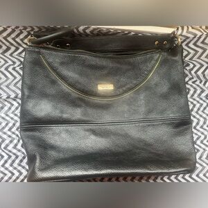 Onna Ehrlich Black Leather Shoulder Bag with Gold Details